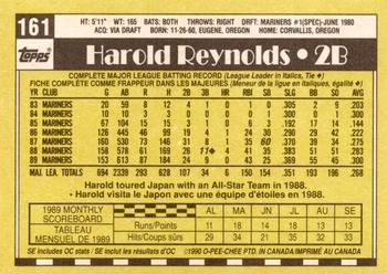 1990 O-Pee-Chee - White Back (Test Stock) #161 Harold Reynolds Back