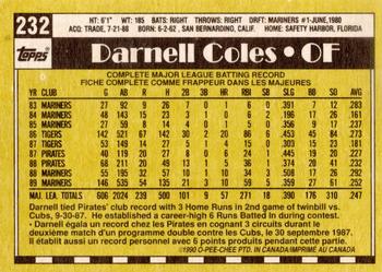 1990 O-Pee-Chee - White Back (Test Stock) #232 Darnell Coles Back