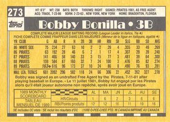 1990 O-Pee-Chee - White Back (Test Stock) #273 Bobby Bonilla Back