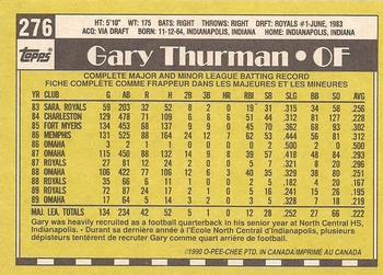 1990 O-Pee-Chee - White Back (Test Stock) #276 Gary Thurman Back