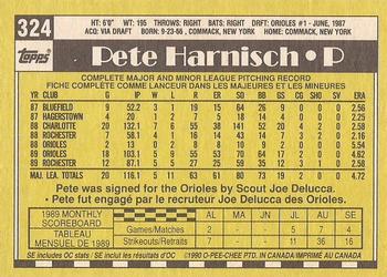 1990 O-Pee-Chee - White Back (Test Stock) #324 Pete Harnisch Back
