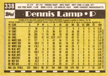 1990 O-Pee-Chee - White Back (Test Stock) #338 Dennis Lamp Back