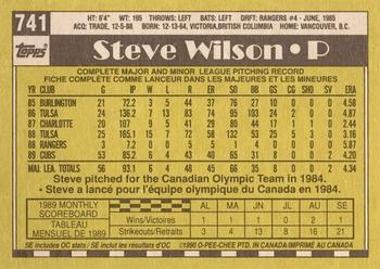 1990 O-Pee-Chee - White Back (Test Stock) #741 Steve Wilson Back