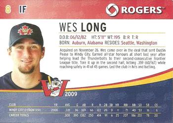 2009 Rogers Winnipeg Goldeyes SGA #NNO Wes Long Back
