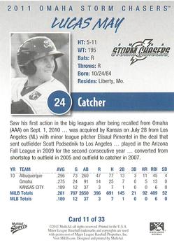 2011 MultiAd Omaha Storm Chasers #11 Lucas May Back