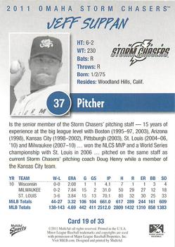 2011 MultiAd Omaha Storm Chasers #19 Jeff Suppan Back