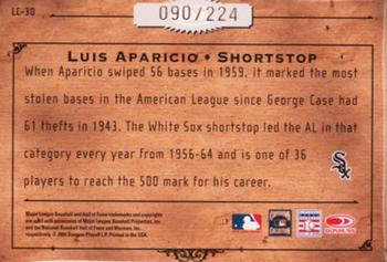 2004 Donruss Leather & Lumber - Leather Cuts Glove Autographs #LC-30 Luis Aparicio Back