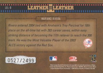 2004 Donruss Leather & Lumber - Leather in Leather #LEL-9 Mariano Rivera Back