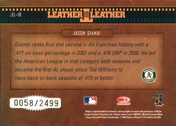 2004 Donruss Leather & Lumber - Leather in Leather #LEL-10 Jason Giambi Back