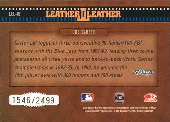 2004 Donruss Leather & Lumber - Leather in Leather #LEL-15 Joe Carter Back