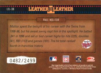 2004 Donruss Leather & Lumber - Leather in Leather #LEL-38 Paul Molitor Back