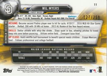 2017 Bowman Chrome - Purple Refractor #11 Wil Myers Back