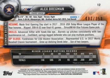 2017 Bowman Chrome - Purple Refractor #12 Alex Bregman Back