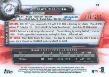 2017 Bowman Chrome - Purple Refractor #93 Clayton Kershaw Back