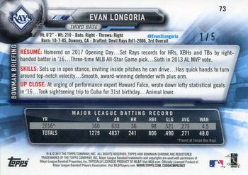 2017 Bowman Chrome - Red Refractor #73 Evan Longoria Back