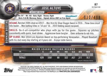 2017 Bowman Chrome - Refractor #87 Jose Altuve Back