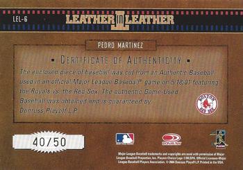 2004 Donruss Leather & Lumber - Leather in Leather Materials #LEL-6 Pedro Martinez Back