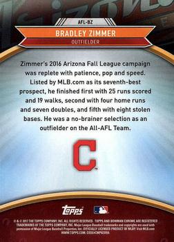 2017 Bowman Chrome - 2016 Arizona Fall League Fall Stars #AFL-BZ Bradley Zimmer Back
