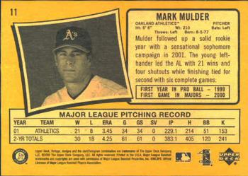 2002 Upper Deck Vintage #11 Mark Mulder Back