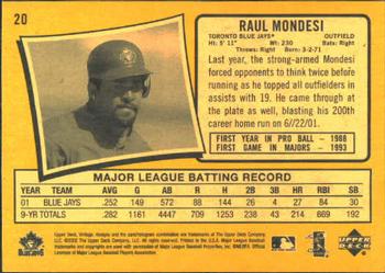 2002 Upper Deck Vintage #20 Raul Mondesi Back