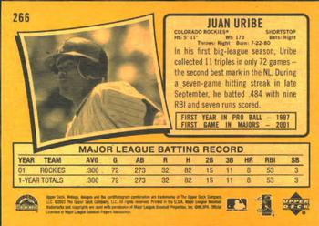 2002 Upper Deck Vintage #266 Juan Uribe Back