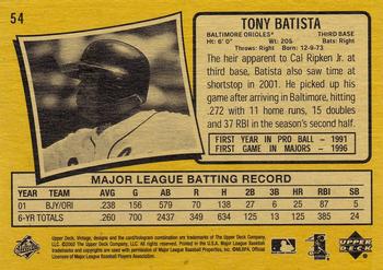 2002 Upper Deck Vintage #54 Tony Batista Back