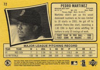 2002 Upper Deck Vintage #72 Pedro Martinez Back