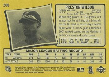 2002 Upper Deck Vintage #208 Preston Wilson Back
