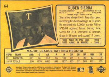 2002 Upper Deck Vintage #64 Ruben Sierra Back