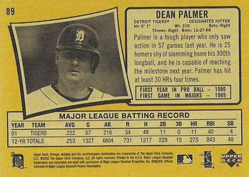 2002 Upper Deck Vintage #89 Dean Palmer Back
