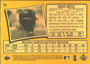 2002 Upper Deck Vintage #99 David Ortiz Back