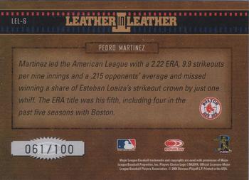 2004 Donruss Leather & Lumber - Leather in Leather Silver #LEL-6 Pedro Martinez Back