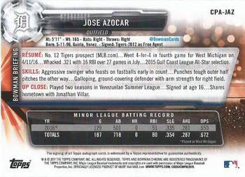 2017 Bowman Chrome - Prospect Autographs #CPA-JAZ Jose Azocar Back
