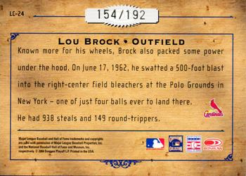 2004 Donruss Leather & Lumber - Lumber Cuts Bat Autographs #LC-24 Lou Brock Back