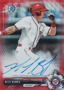 2017 Bowman Chrome - Prospect Autographs Red Refractor #CPA-NB Nick Banks Front