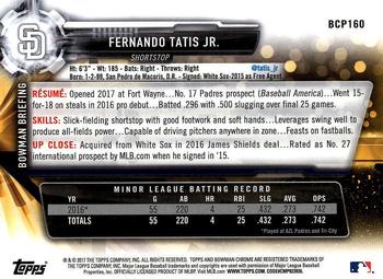 2017 Bowman Chrome - Prospects #BCP160 Fernando Tatis Jr. Back