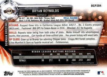 2017 Bowman Chrome - Prospects #BCP204 Bryan Reynolds Back