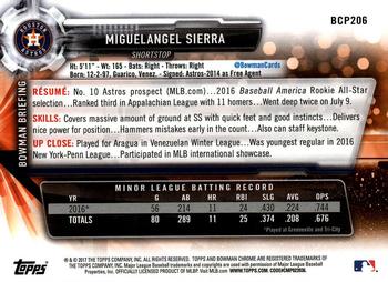 2017 Bowman Chrome - Prospects #BCP206 Miguelangel Sierra Back