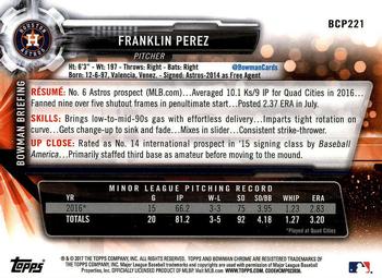 2017 Bowman Chrome - Prospects #BCP221 Franklin Perez Back