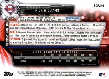 2017 Bowman Chrome - Prospects #BCP240 Nick Williams Back