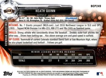2017 Bowman Chrome - Prospects #BCP249 Heath Quinn Back