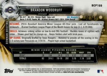 2017 Bowman Chrome - Prospects Green Refractor #BCP169 Brandon Woodruff Back