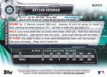2017 Bowman Chrome - Prospects Green Shimmer Refractor #BCP227 Bryson Brigman Back