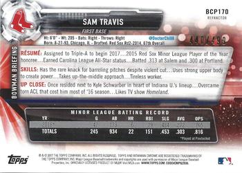 2017 Bowman Chrome - Prospects Refractor #BCP170 Sam Travis Back