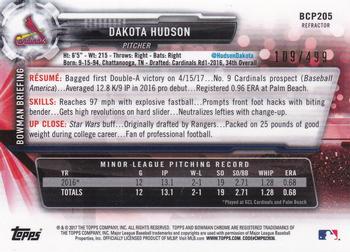 2017 Bowman Chrome - Prospects Refractor #BCP205 Dakota Hudson Back