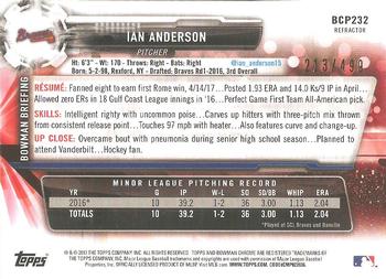2017 Bowman Chrome - Prospects Refractor #BCP232 Ian Anderson Back