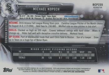 2017 Bowman Chrome - Prospects Refractor #BCP235 Michael Kopech Back