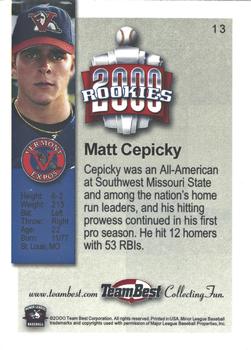 2000 Team Best Rookies - Bronze #13 Matt Cepicky Back