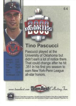 2000 Team Best Rookies - Gold #64 Tino Pascucci Back