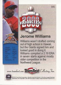 2000 Team Best Rookies - Silver #96 Jerome Williams Back